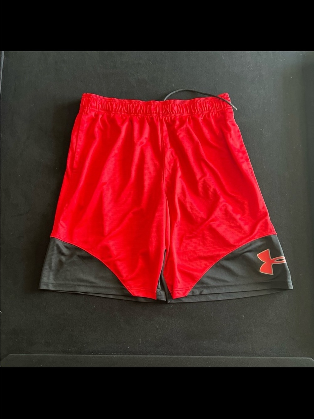 Under Armour Men's Red Athletic Shorts with Black Accent